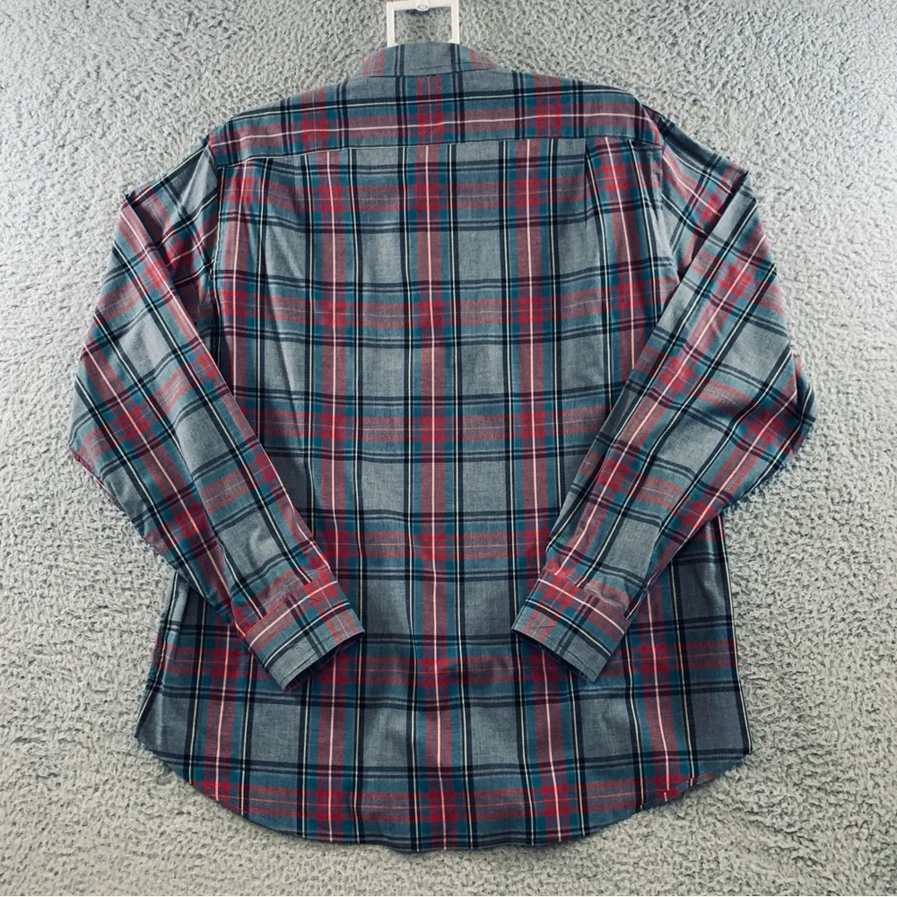 J.Crew Shirt Mens Long Sleeve Button Up 2-Ply 100% Cotton Plaid Gray L (16-16.5)